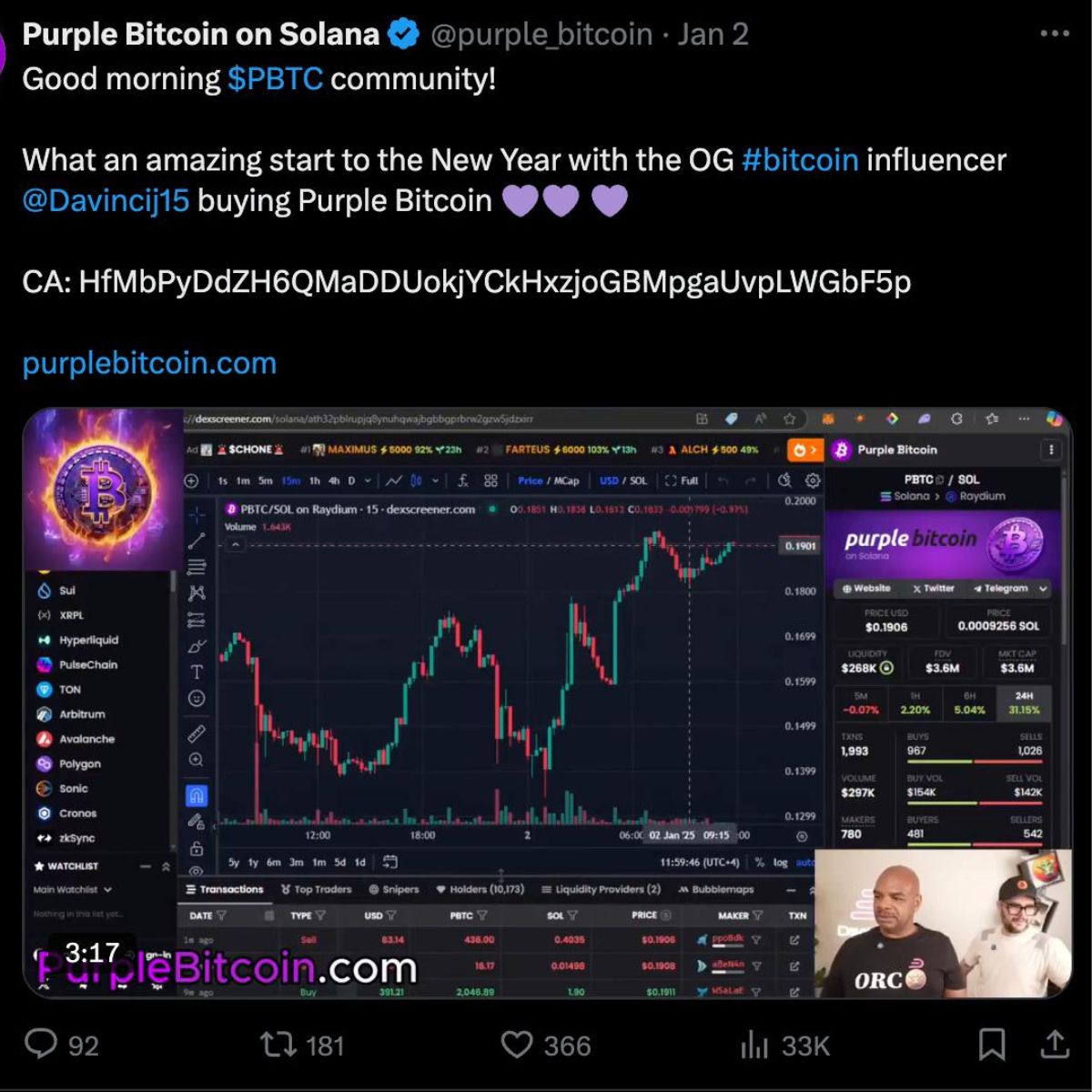 Purple Bitcoin ($PBTC): Cơn Sốt Tiền Điện Tử Vào Năm 2025 3 Hình Ảnh Davinci Ủng Hộ PBTC