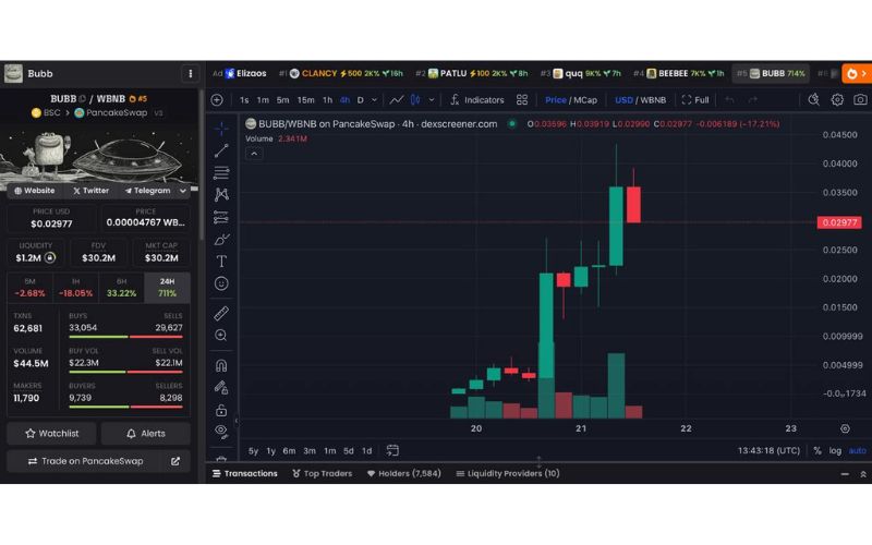 BUBB là gì? Xu hướng Memecoin trên BSC đang gây bão 3 BUBB chart