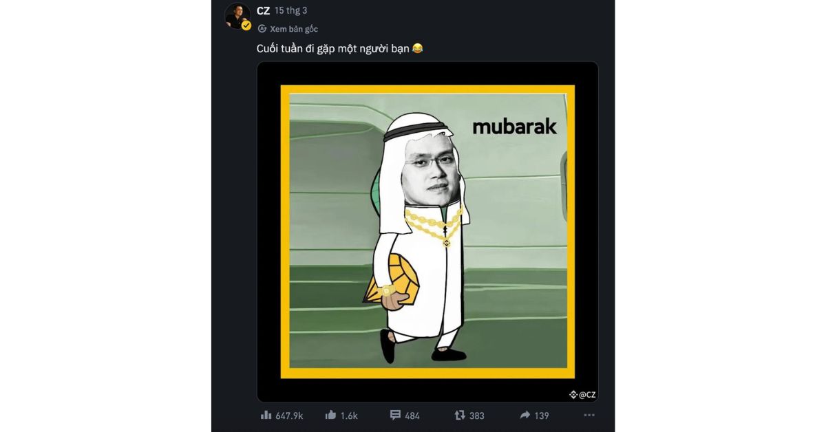 Mubarak - Memecoin gây bão khi CZ Binance công khai đầu tư 4 Bài đăng của CZ trên Binance square