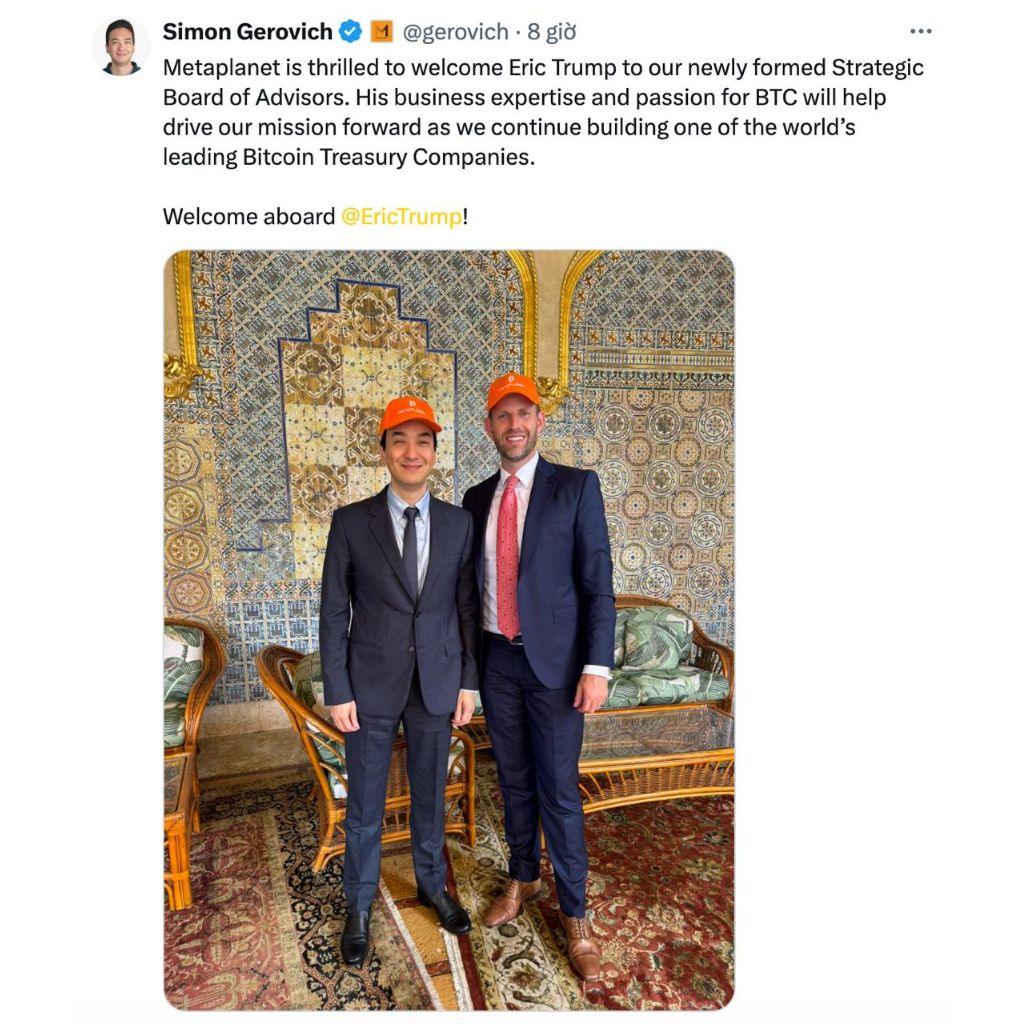 Eric Trump gia nhập Ban cố vấn chiến lược của Metaplanet 3 Simon chào mừng Eric Trump đến với Metaplanet