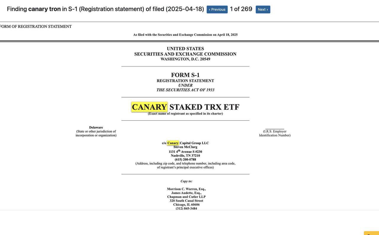Canary Capital nộp đơn ETF TRX với staking: Cơ hội mới cho nhà đầu tư Tron 2 Canary nộp hồ sơ xin Staked TRX ETF
