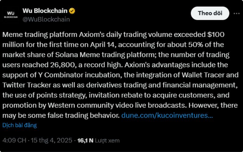 Axiom - Nền tảng giao dịch meme mới nổi đạt 100 triệu USD chỉ trong 24h 3 Axiom 2