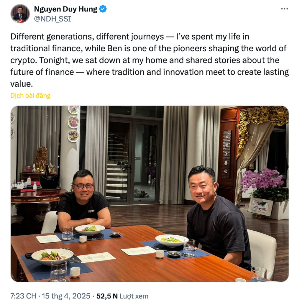 CEO Bybit gặp mặt Bộ Tài chính Việt Nam, thúc đẩy khung pháp lý tài sản số 3 CEO Bybit gặp Nguyễn Duy Hưng - CEO Công ty Cổ phần Chứng khoán SSI