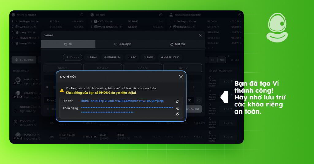 Hướng dẫn mua bán Meme Coin trên MevX 7 Lưu trữ khóa riêng an toàn