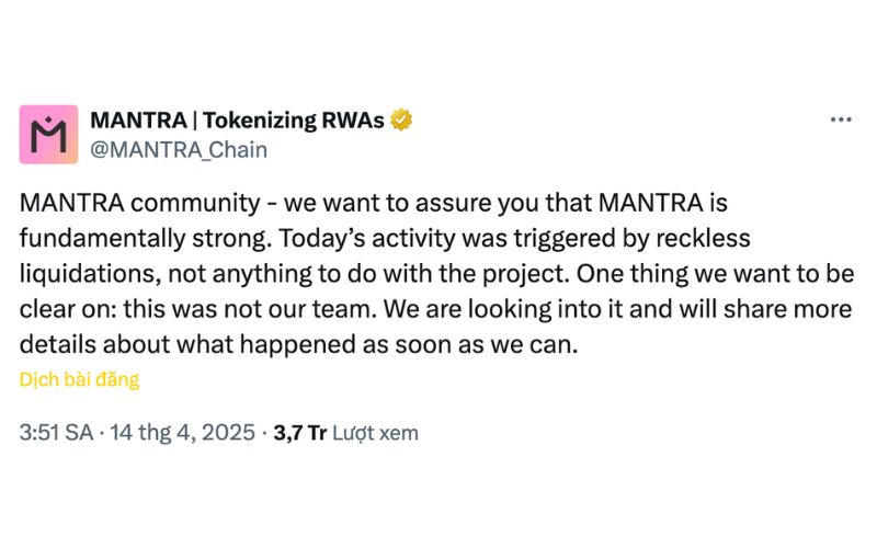 Daily Recap - 15/04/2025: Metaplanet và Strategy mua thêm BTC, xu hướng Memecoin Retard 2 Mantra (OM) giảm sốc, Mantra giải thích không xả hàng