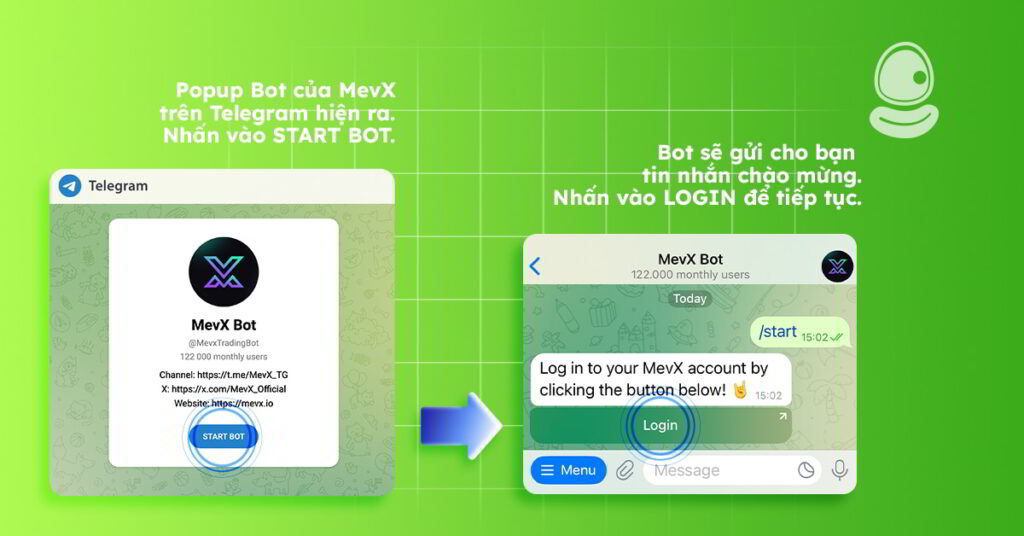 Hướng dẫn mua bán Meme Coin trên MevX 3 Start Bot and Login