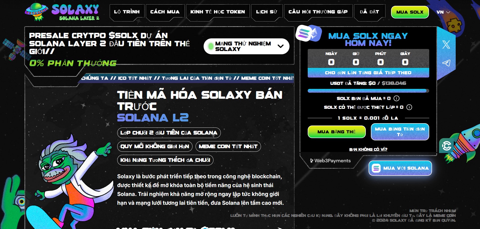 Solaxy ($SOLX): Layer-2 tiên phong trên Solana mở ra kỷ nguyên mới 2 iao diện chính thức của Solaxy, nơi người dùng có thể tham gia presale $SOLX và staking
