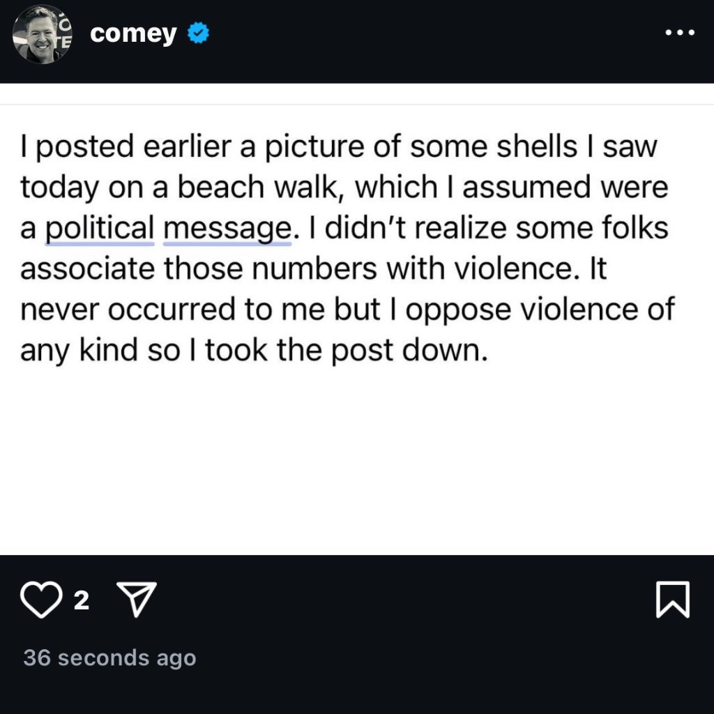 JUSTICE FOR TRUMP - Bí ẩn đằng sau dãy số “8647” của Cựu giám đốc FBI 4 Comey đăng bài giải thích