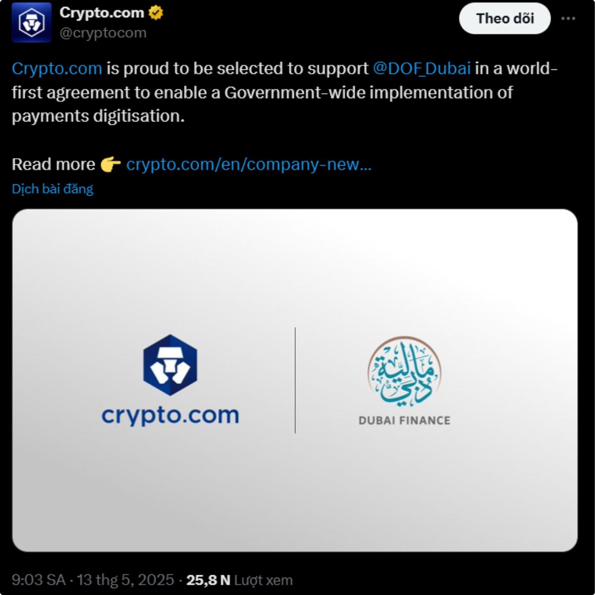 Dubai hợp tác với Crypto.com để số hóa thanh toán chính phủ 2 Dubai 1