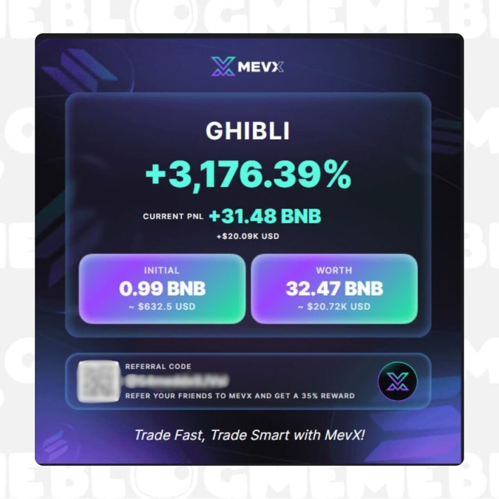 Săn Được Kèo x31 Nhờ Hệ Sinh Thái MevX: Hành Trình Của Trúc Với $Ghibli 2 Săn Được Kèo x31 Nhờ Hệ Sinh Thái MevX
